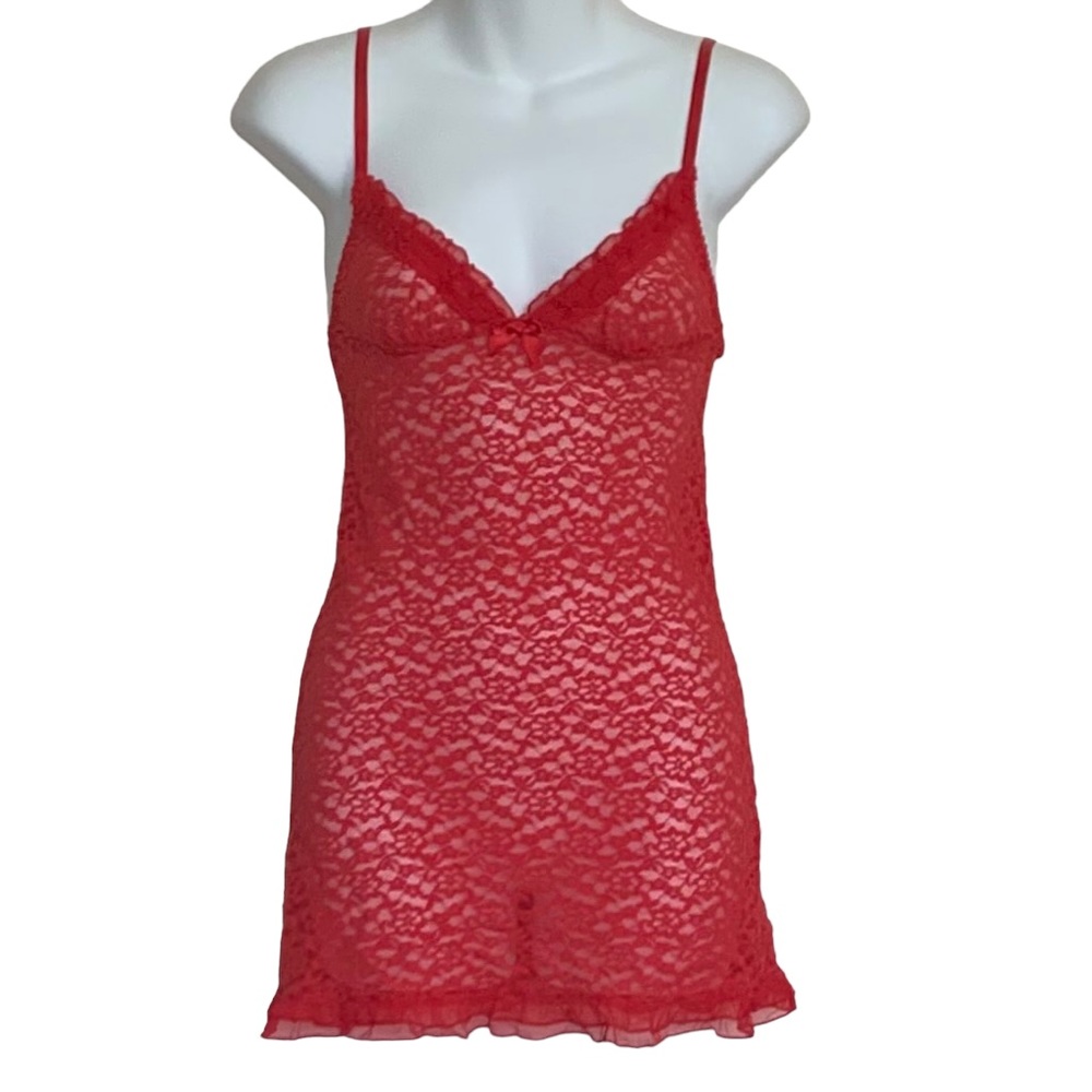 Victoria’s Secret Red Lace Slip Dress Sz S